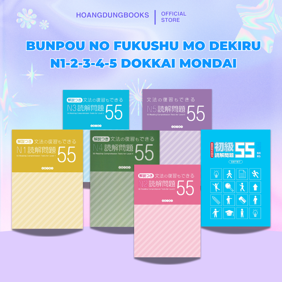 Sách tiếng Nhật - Bunpou No Fukushu Mo Dekiru N1-N2-N3-N4-N5 Dokkai Mondai 55