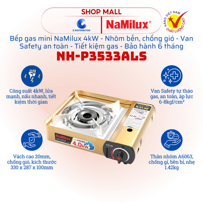[HỎA TỐC] Bếp gas mini thân nhôm Alu-m NaMilux NH-P3533ALS - Hàng chính hãng