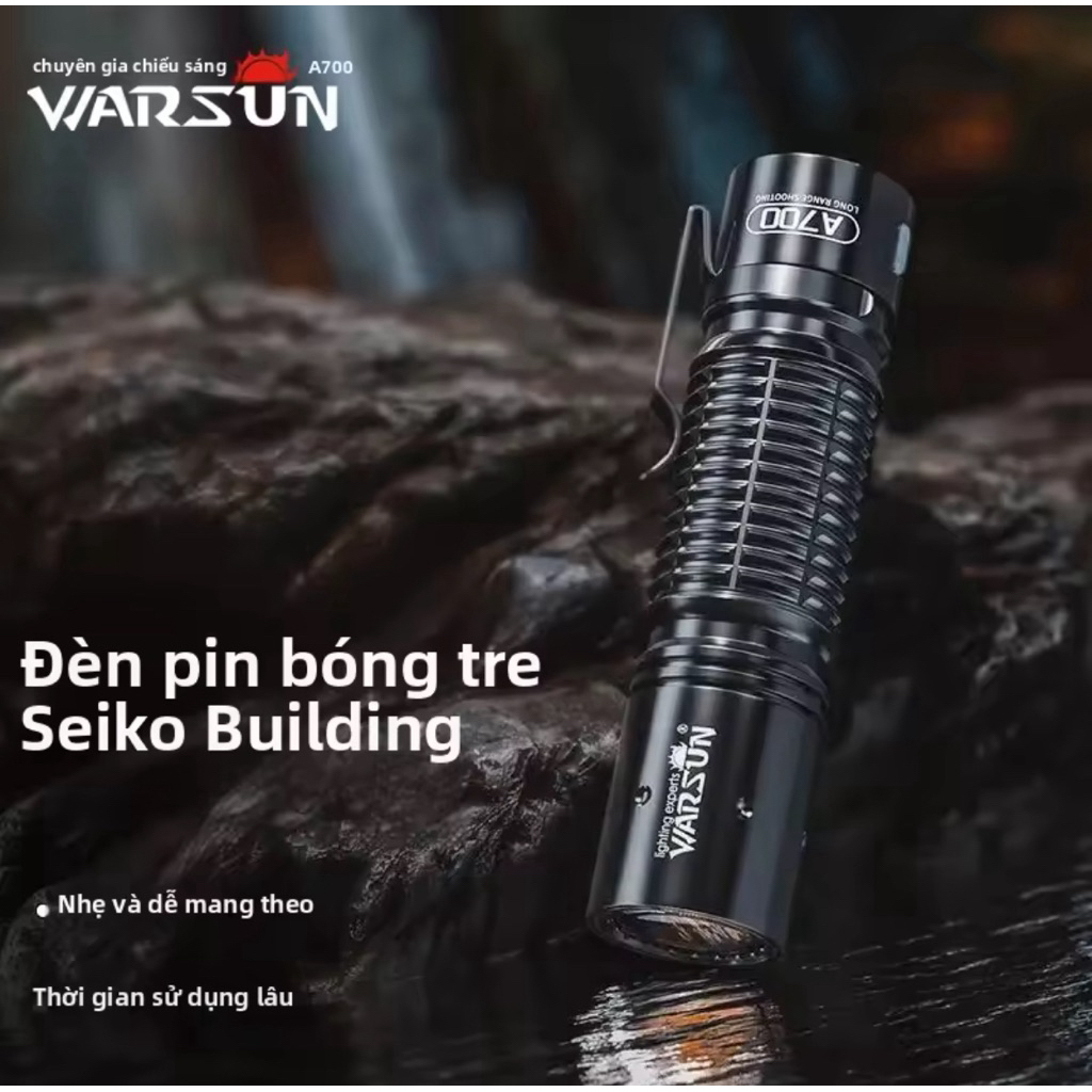 Đèn Pin Cầm Tay Warsun A700 18650 Khẩn Cấp, Sạc USB Type-C, 800 Lumen, Nhỏ Gọn, Chiếu Xa, Chống Nước