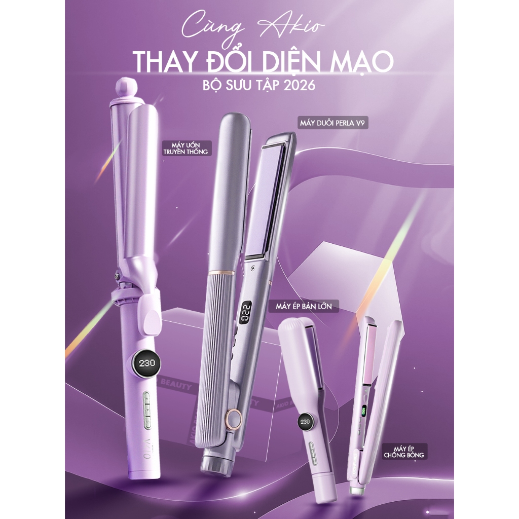 [COMBO LÀM ĐẸP AKIO BEAUTY VIP] Trọn bộ máy uốn tóc kết hợp dập phồng Akio Beauty | BigBuy360 - bigbuy360.vn