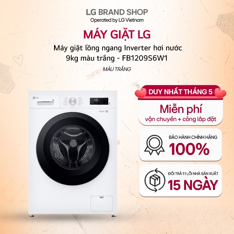 [Chỉ giao miền Nam/Bắc] Máy giặt lồng ngang Inverter hơi nước 9kg màu trắng - FB1209S6W1
