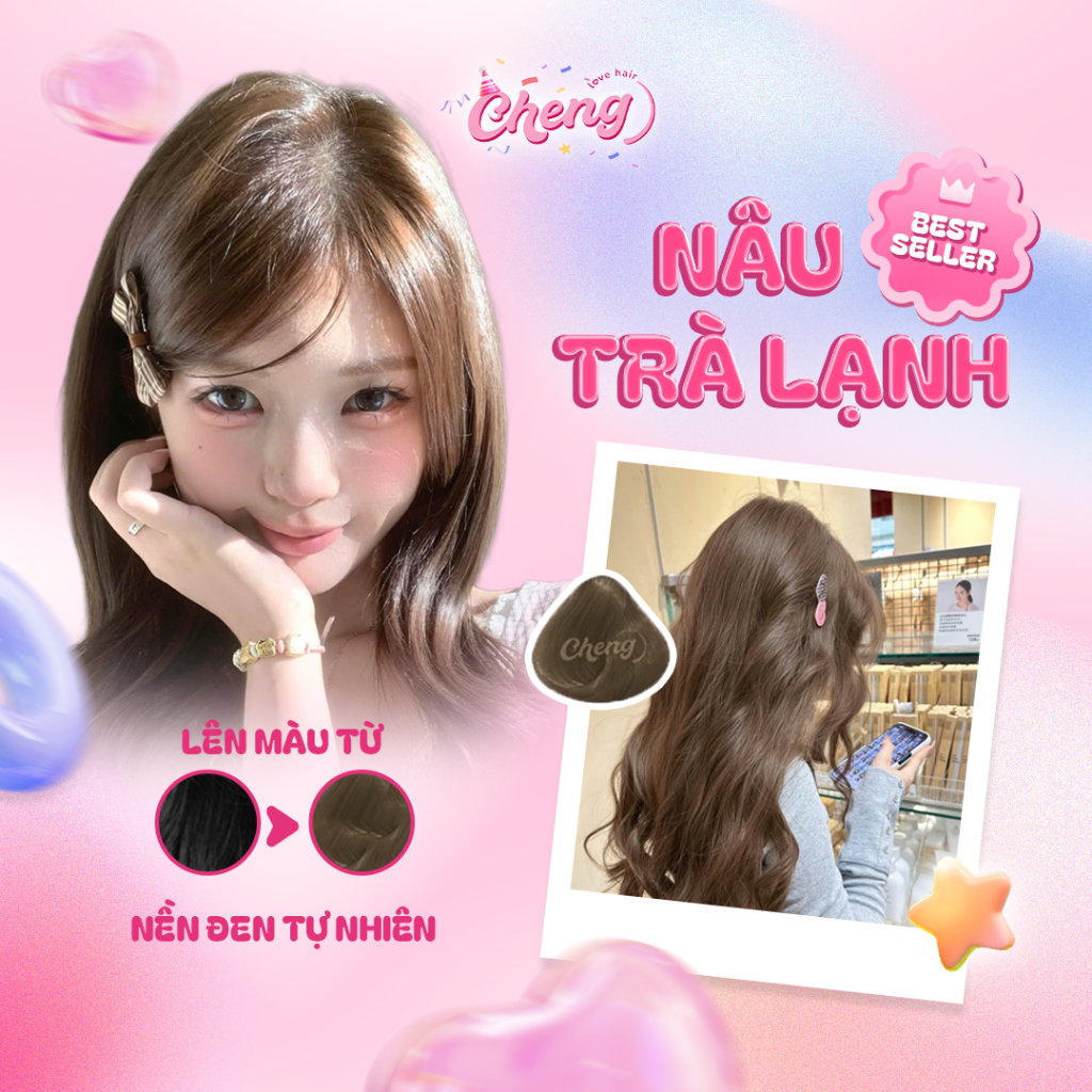 Thuốc Nhuộm Tóc Màu NÂU TRÀ LẠNH Cực Sáng Da, Không Cần Dùng Thuốc Tẩy Tóc | Chenglovehair, Chenglovehairs