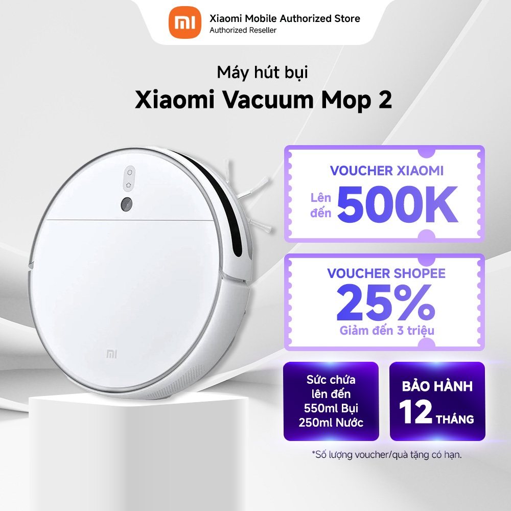 Robot hút bụi lau nhà Xiaomi Vacuum Mop 2 | 4 Cấp độ hút | Công suất hút 2700 Pa | Cảm biến thông minh | BigBuy360 - bigbuy360.vn