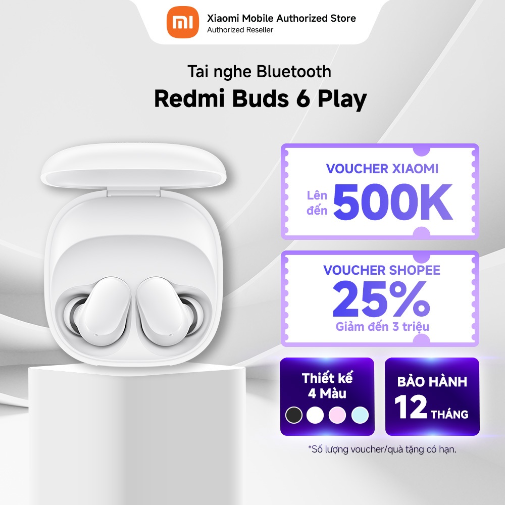 Tai nghe Bluetooth Redmi Buds 6 Play | Thời Lượng Nghe 36H | Giảm tiếng ồn AI | Kết nối Bluetooth 5.