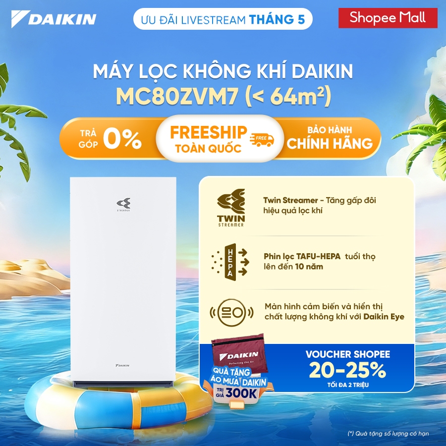 [LIVESTREAM] Máy lọc không khí Daikin MC80ZVM7 - Điều khiển app - Twin Streamer