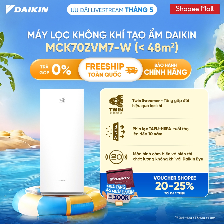 [LIVESTREAM] - Máy lọc không khí Daikin tạo ẩm cao cấp MCK70ZVM7