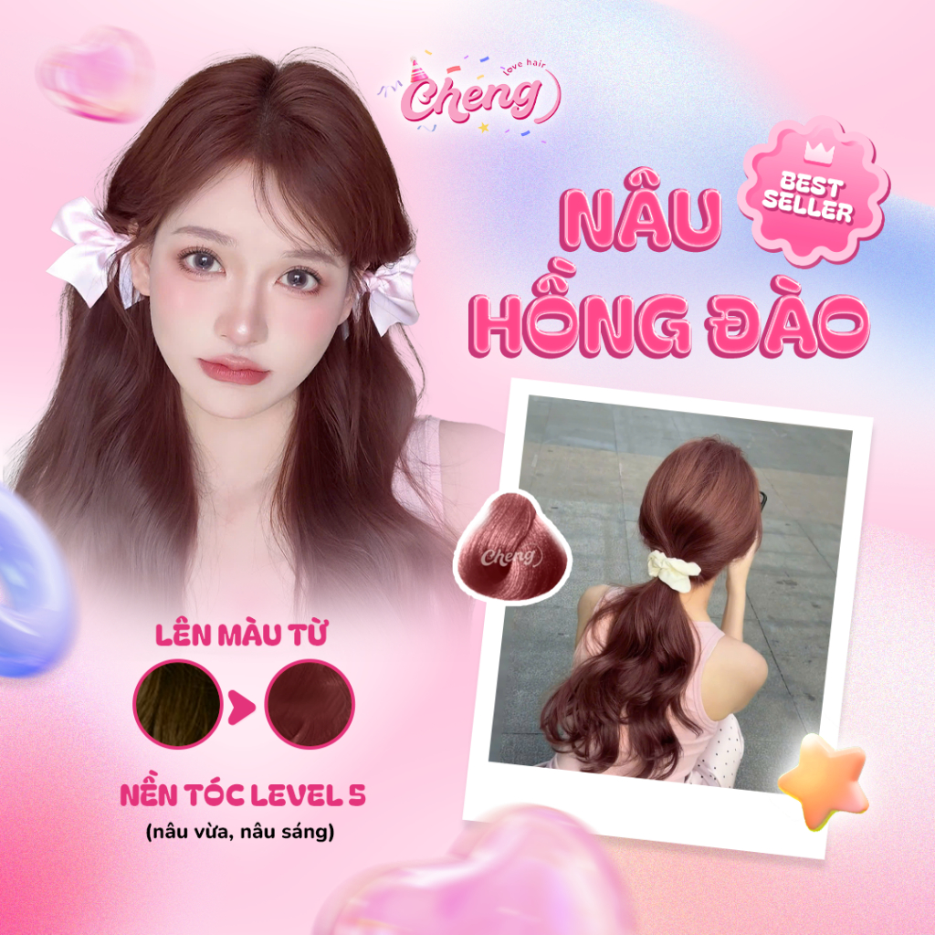Thuốc Nhuộm Tóc Màu NÂU HỒNG ĐÀO Không Tẩy | Chenglovehair, Chenglovehairs