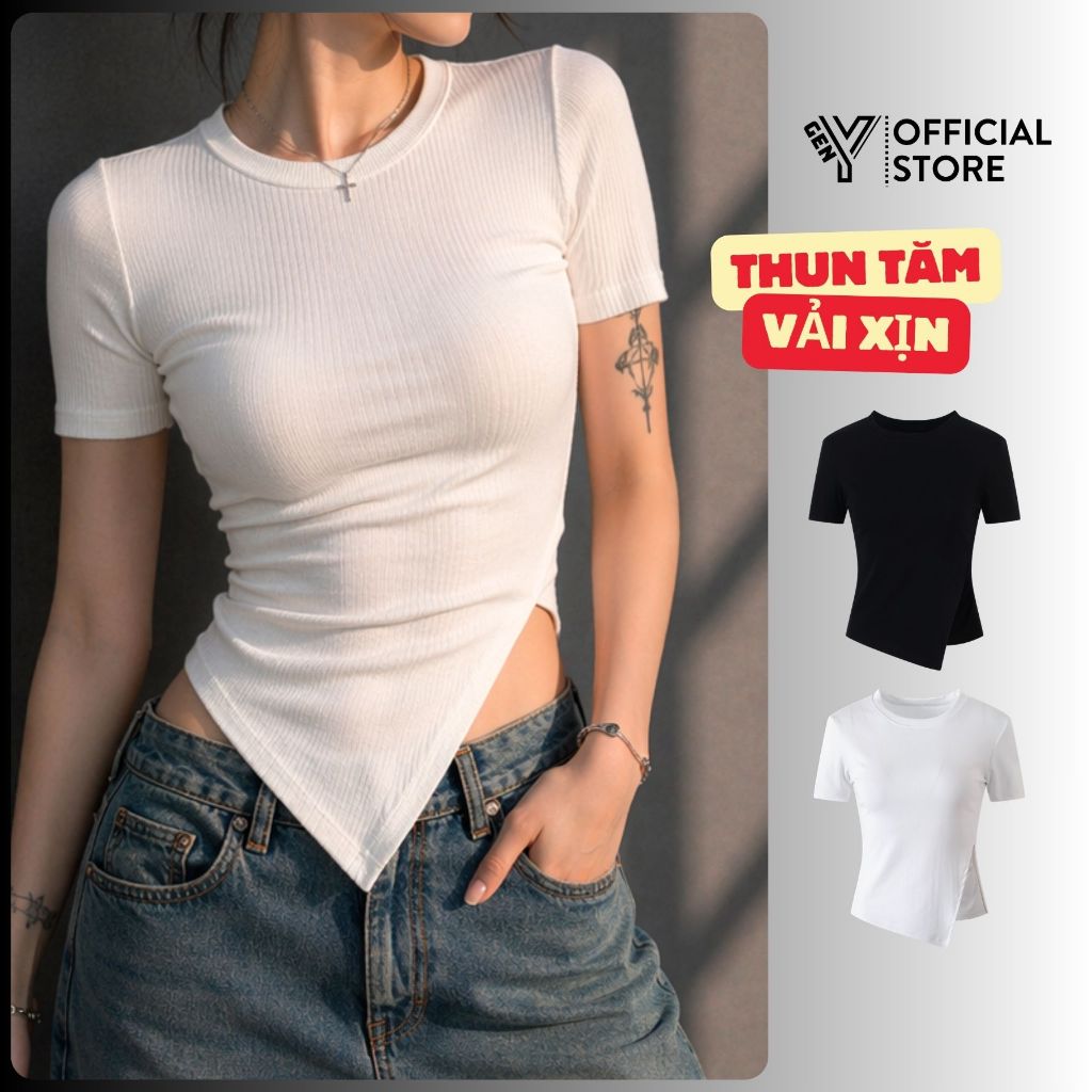 Áo kiểu nữ hàn quốc GenY Fashion thiết kế xẻ tà vạt nhọn chiết éo ôm body tôn dáng chất vải mềm C34