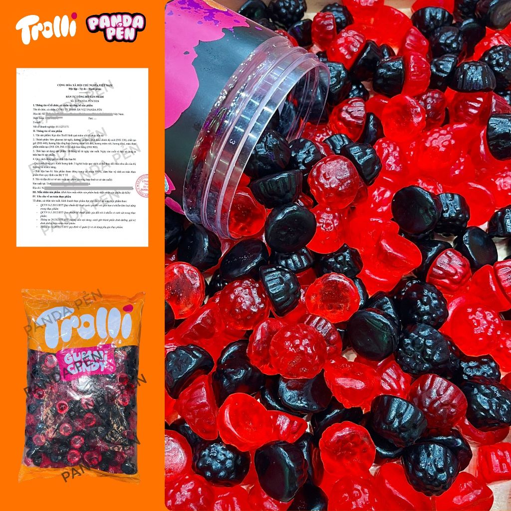 500g Kẹo Dẻo Trolli Đức Vị Bery Chín Mọng Panda Pẻn, Kẹo Dẻo Đức Chính Hãng