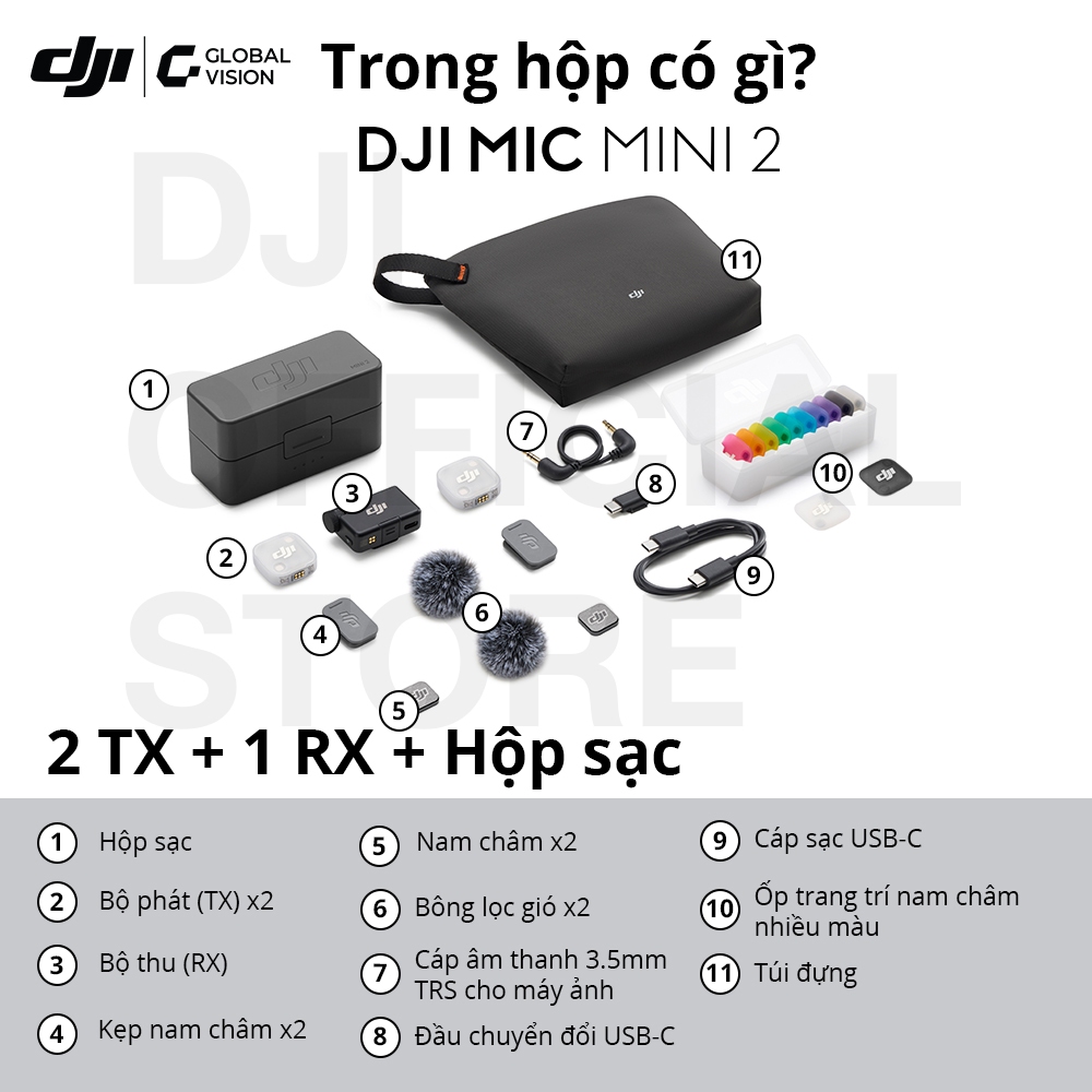 DJI Mic Mini 2 thu âm không dây nhỏ gọn, khử ồn 2 cấp độ, màu sắc trẻ trung (DJI Mic Mini 2) | BigBuy360 - bigbuy360.vn