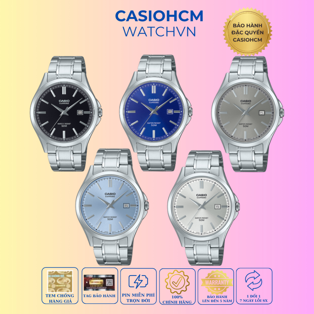 ĐỒNG HỒ NAM CASIO Kính Sapphire MTS-115D Chính hãng chống trầy Cao Cấp  Dây thép không ghỉ 316L mới