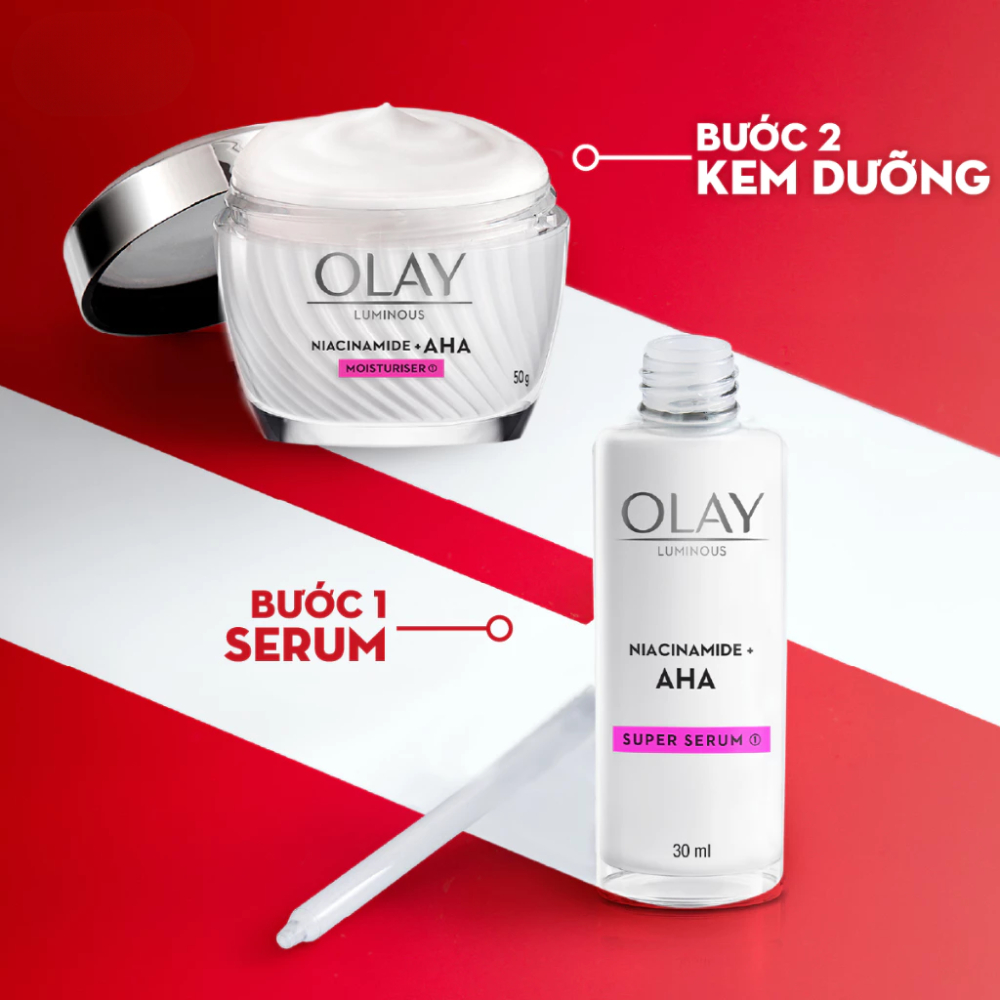 Ảnh 28 của Kem dưỡng ẩm, Serum OLAY LUMINOUS NIACINAMIDE + VITAMIN C mờ vết thâm, đốm nâu, sáng da 50g.