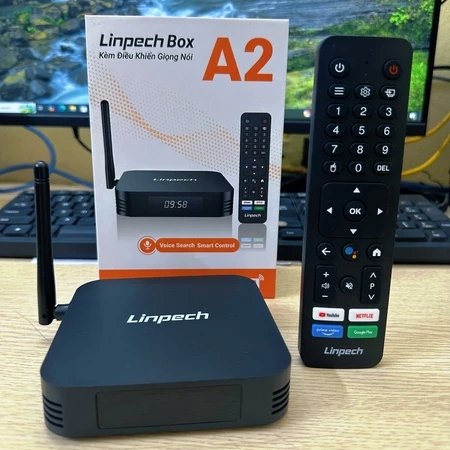 Android TV Box Linpech A2.Ram 2GB/16GB.Chip Allwinner H618. OS Android 12.0 Kèm điều khiển giọng nói