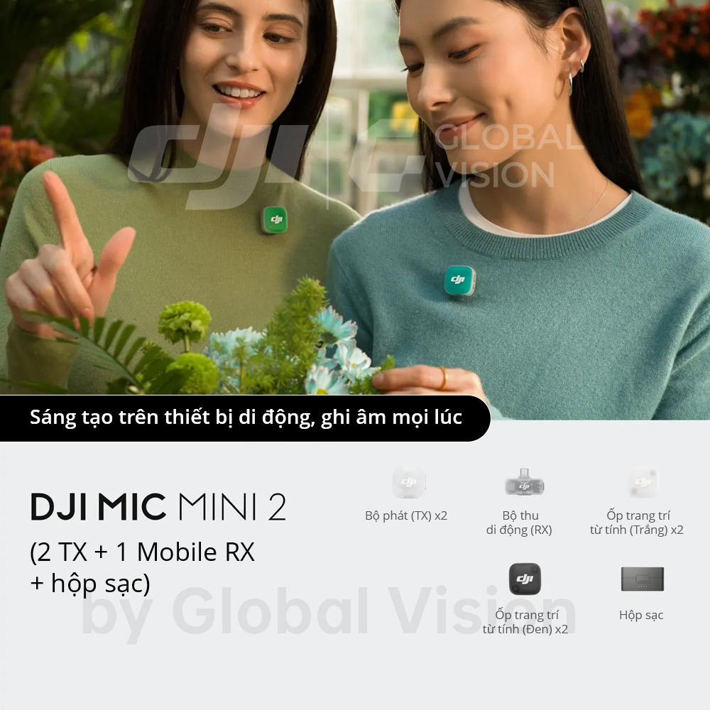 DJI Mic Mini 2 Micro thu âm cài áo dùng cho Điện Thoại nhỏ gọn nhẹ, khử ồn chất lượng