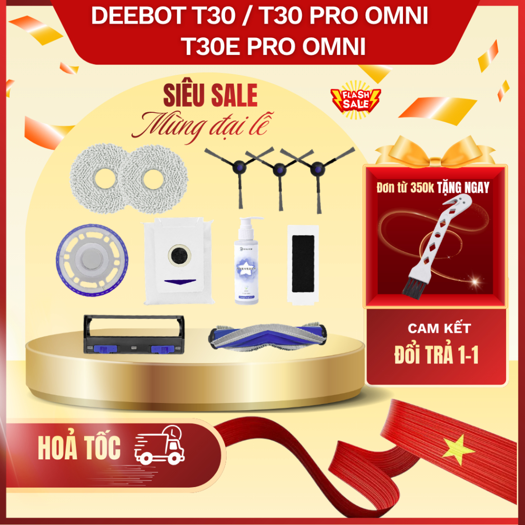 Phụ kiện robot hút bụi tưong thích Deebot T30 pro Omni, T30S, T30e Pro Omni, T30S KR, T30S Combo
