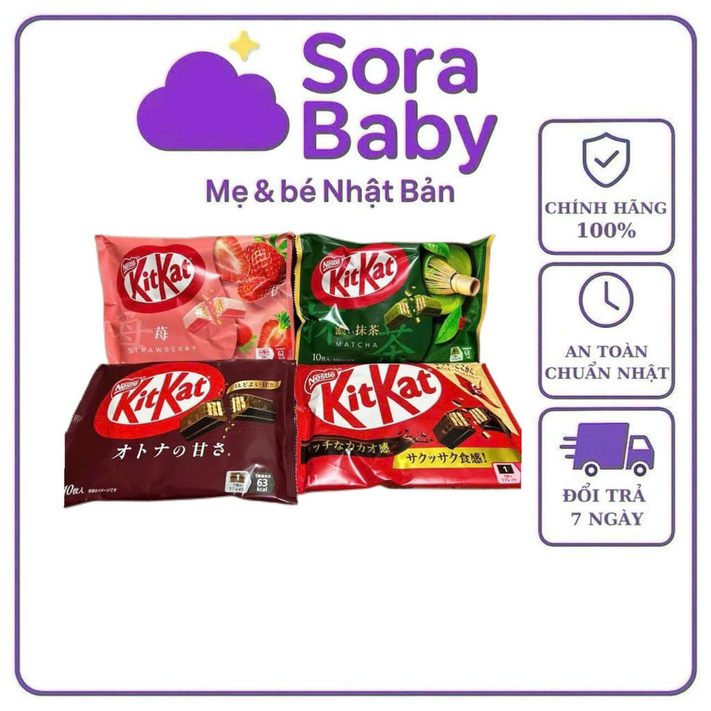 Bánh socola thanh KitKat nội địa Nhật nhiều vị – matcha, dâu, trái cây, mix vị ăn vặt tiện lợi