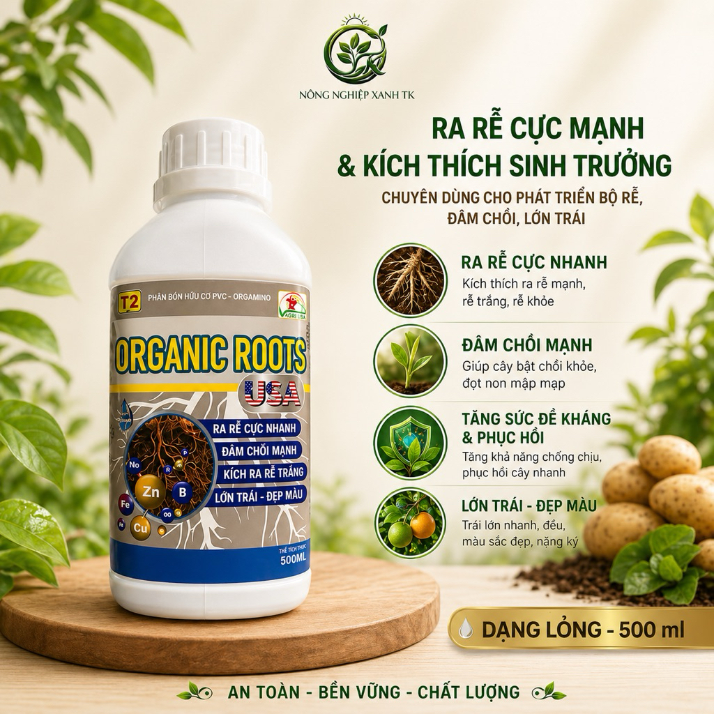 Phân Bón Hữu Cơ ORGANIC ROOTS 500ml – Kích Rễ Mạnh, Ra Rễ Nhanh, Phát Triển Chồi, Dưỡng Trái
