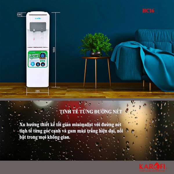 Cây nóng lạnh úp bình Karofi, 2 vòi nóng lanh, công nghệ Block  HC16