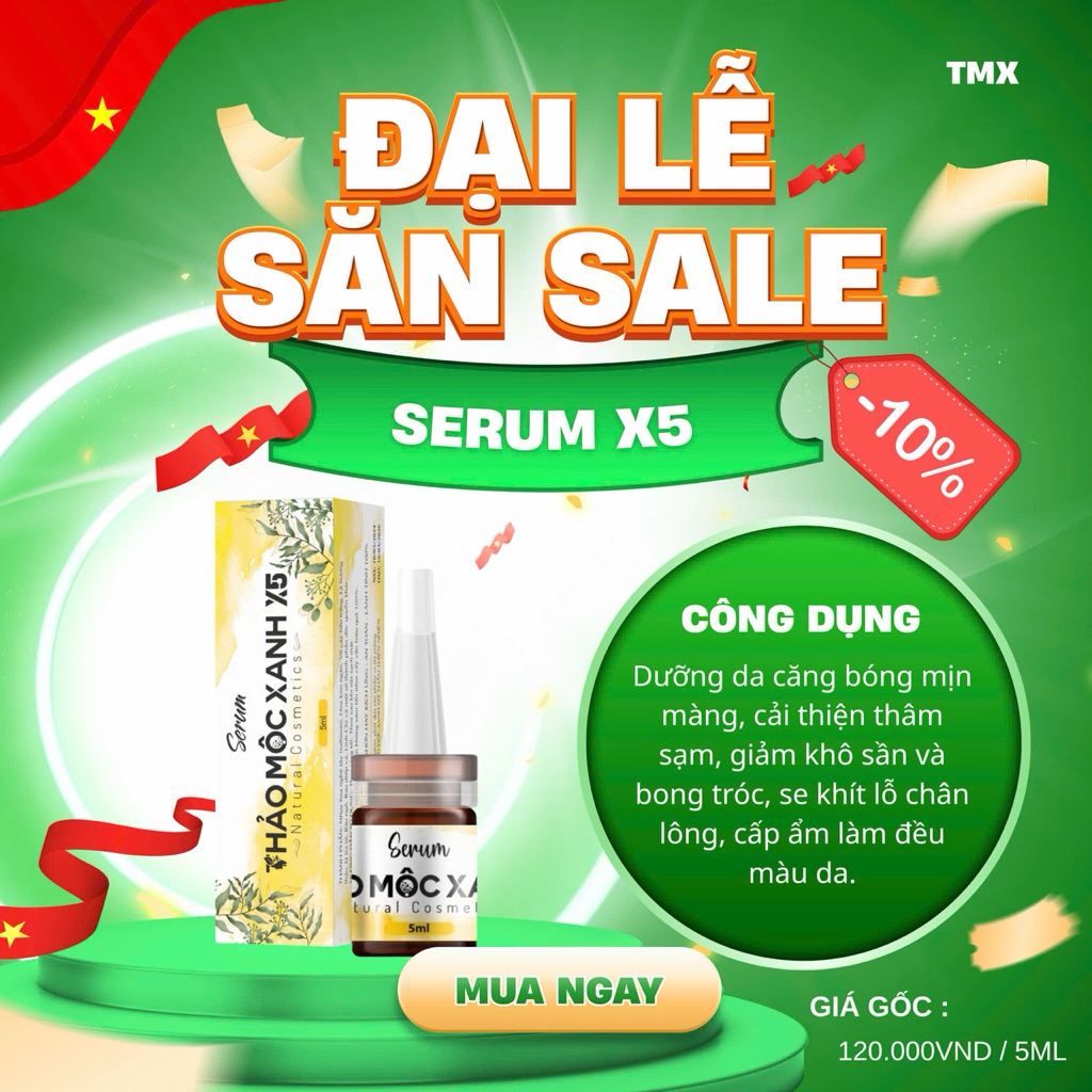 Serum thảo mộc xanh x5 (𝐅𝐫𝐞𝐞𝐬𝐡𝐢𝐩) tặng tắm trắng 50ml