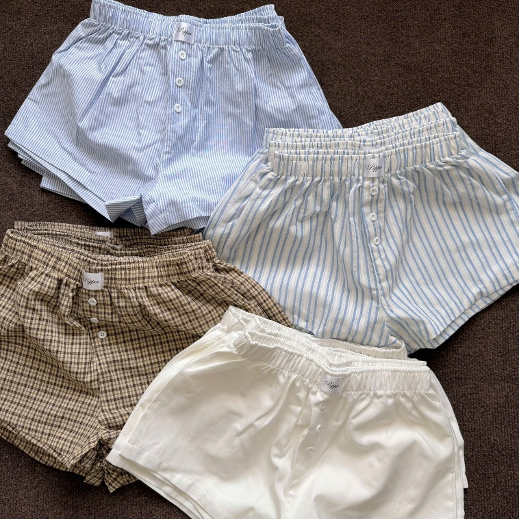 Quần Đùi Nữ Form Ngắn Tôn Dáng Nhiều Màu Pepper Clothing Quần Short Nữ Mặc Nhà Kẻ Sọc Trendy Mùa Hè 