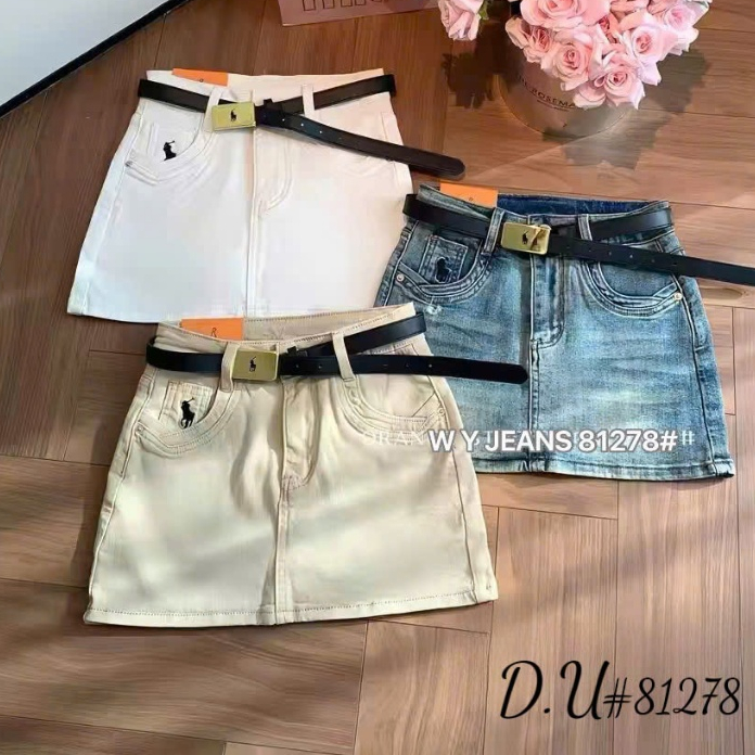 Chân váy jean ngựa kèm đai ngựa 81278 mới sịn sò hàng QC size SML