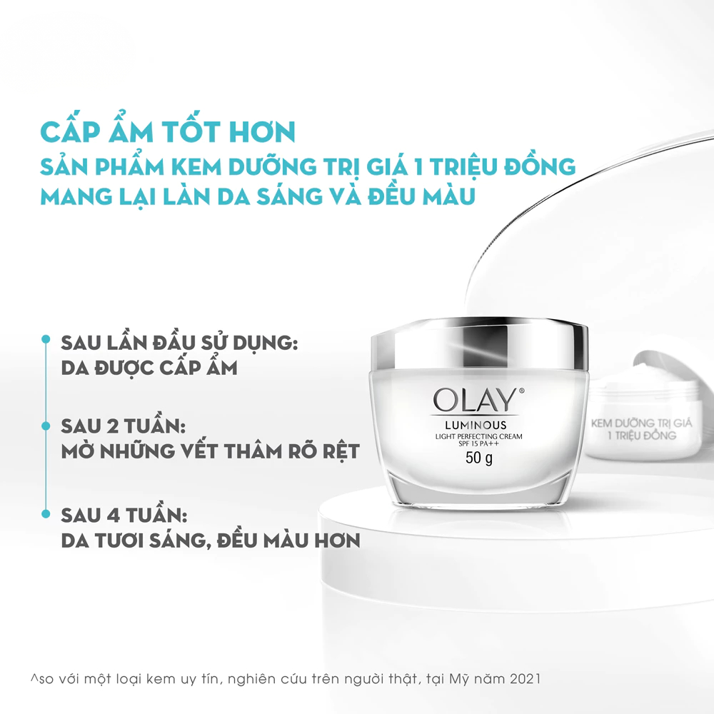 Ảnh 45 của Kem dưỡng ẩm, Serum OLAY LUMINOUS NIACINAMIDE + VITAMIN C mờ vết thâm, đốm nâu, sáng da 50g.