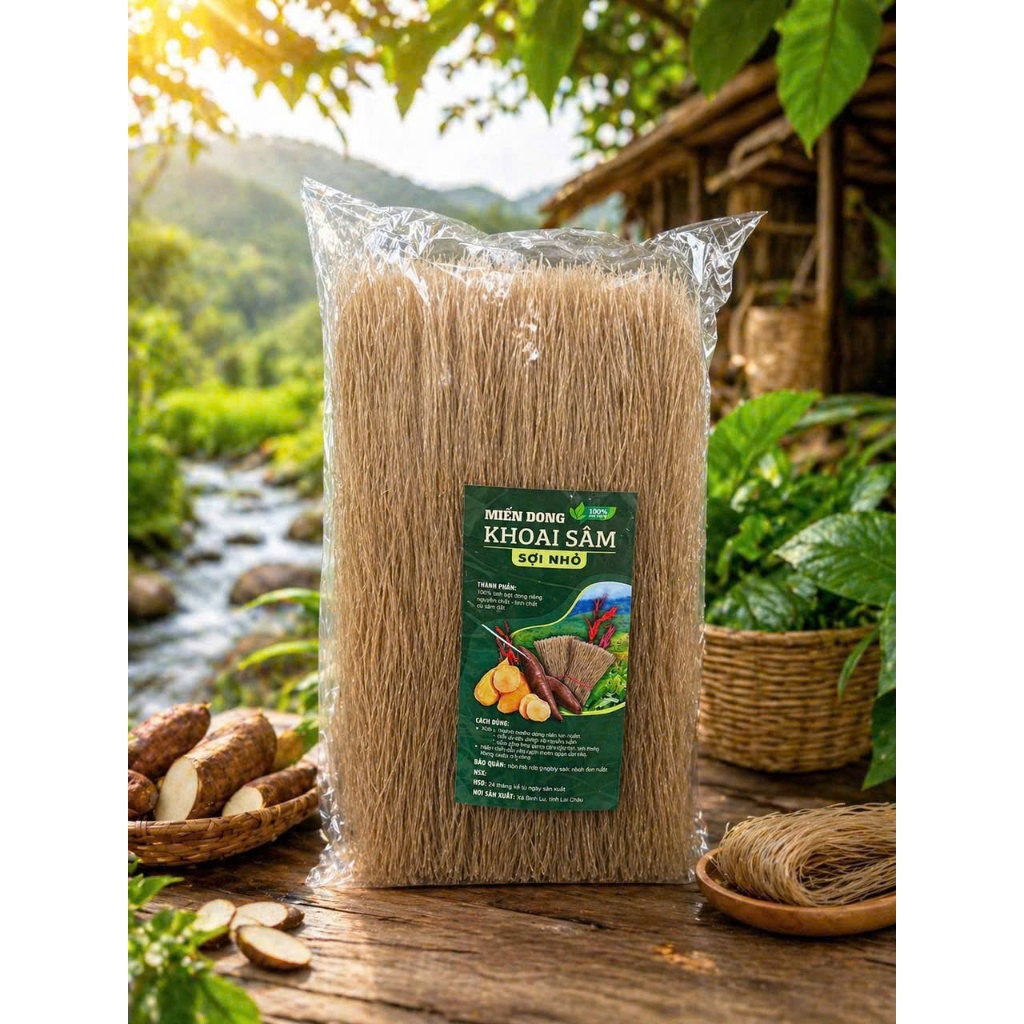 Miến Dong Sâm Đất(túi 1KG), Miến Khoai Sâm Sợi Rút,Miến Sâm Đất Thái Tay, Đặc Sản Tây Bắc