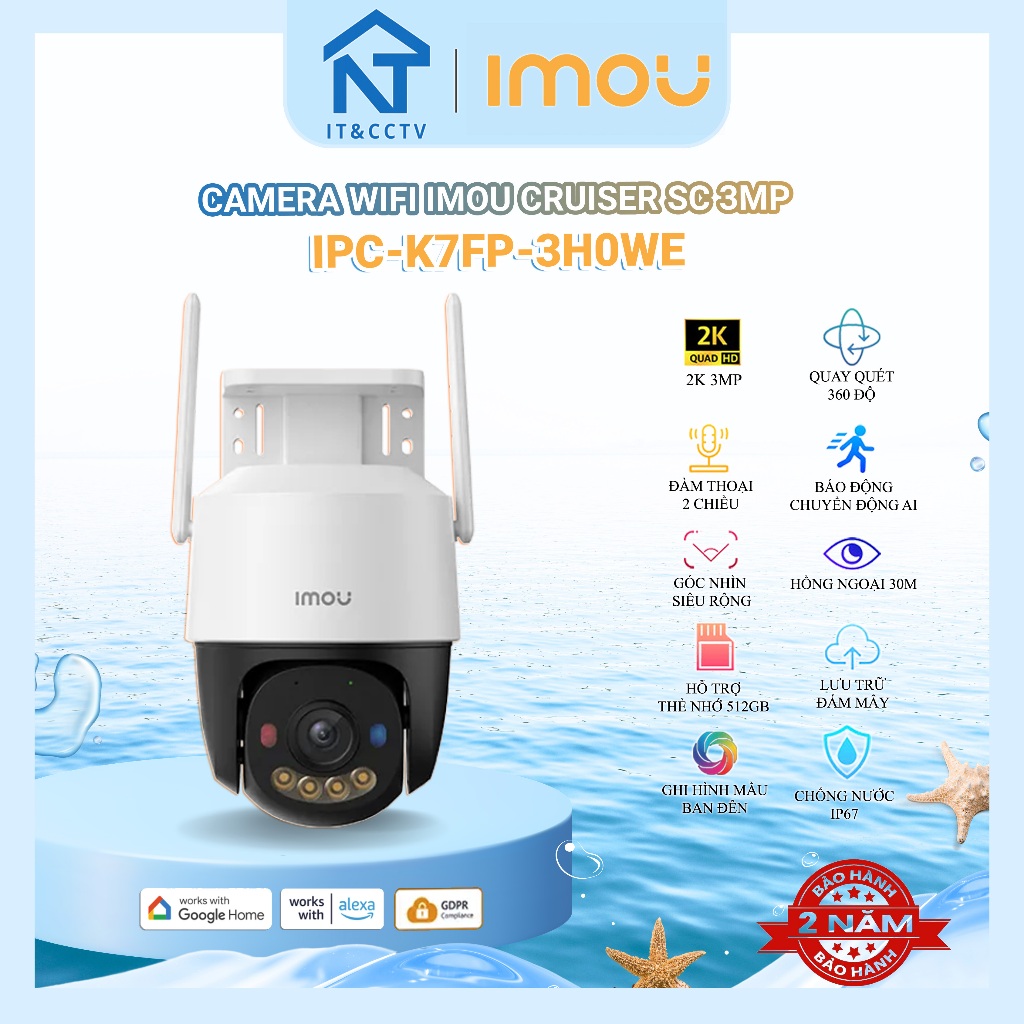[IMOU Chính Hãng] Cruiser SC IPC-K7FP – Camera WiFi Ngoài Trời 360°, Cảnh Báo Đèn & Còi, AI Nhận Diệ