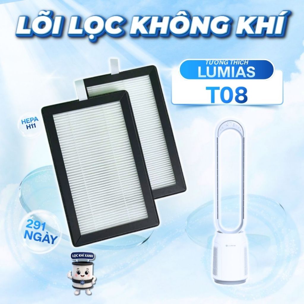 Bộ lọc LocKhiXanh® tương thích cho Lõi lọc không khí QUẠT KHÔNG CÁNH LUMIAS T08/ T08 Plus/ Lumias Bu