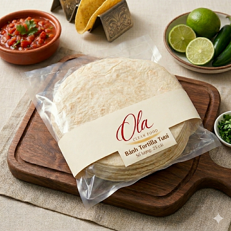 Tacos, Bánh Tacos thơm ngon, dai, giòn rụm - Túi 10c size to 30cm (900gr)