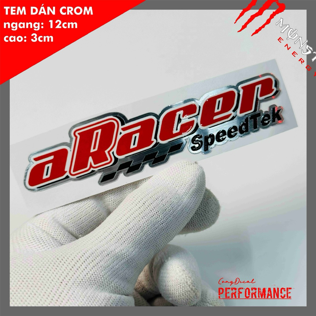 Tem dán aRacer SpeedTek Crom xước Cao cấp ( ngang 12cm cao 3cm )