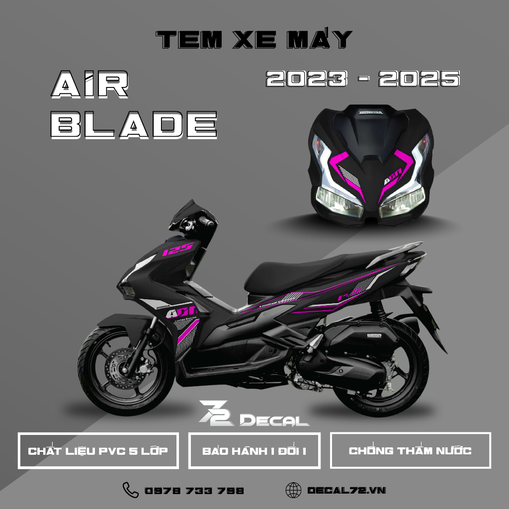 Tem Xe Air Blade 2023 - 2025 ADN Line | AB23-ADN01 | Decal 72 | Tem Dán AB 125 160 Cao Cấp Chống Nướ