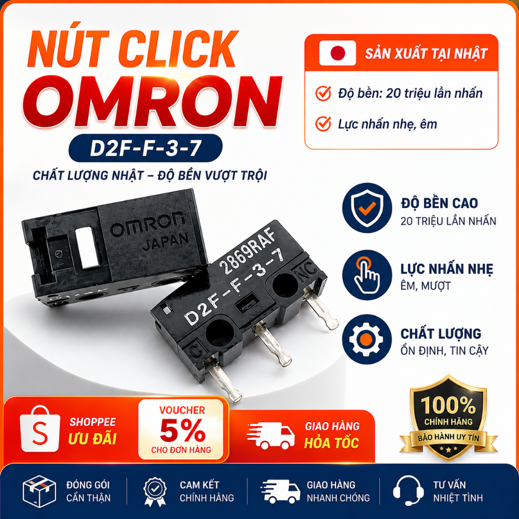 Nút Click chuột Omron Japan D2F-F-3-7 sản xuất tại Nhật - Switch chuột Omron Hàng chính hãng