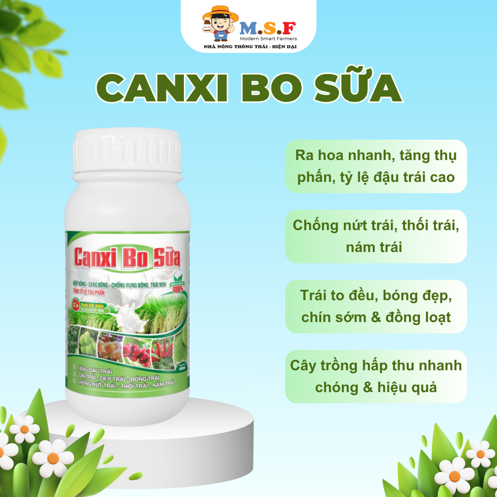 Phân Bón Canxi Bo Sữa 500ML MSF, Chống Rụng Trái Non Giúp Trái Non Đẹp Mã