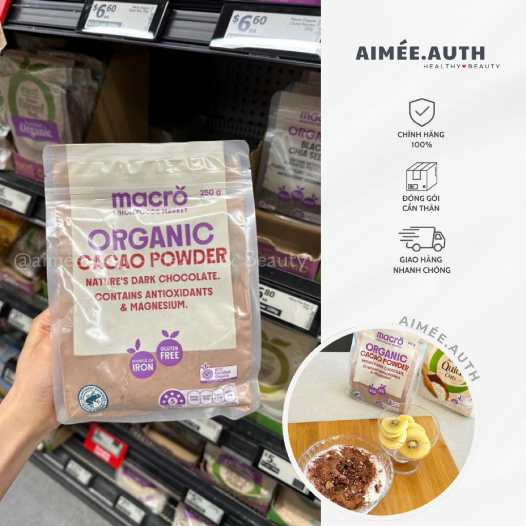 [Bill ÚC] Bột Cacao Macro Organic Cacao Powder ÚC - Túi 250G
