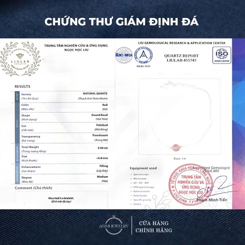 Lắc tay bạc Ý Đá Năng Lượng Liu Gemstone LT54 7