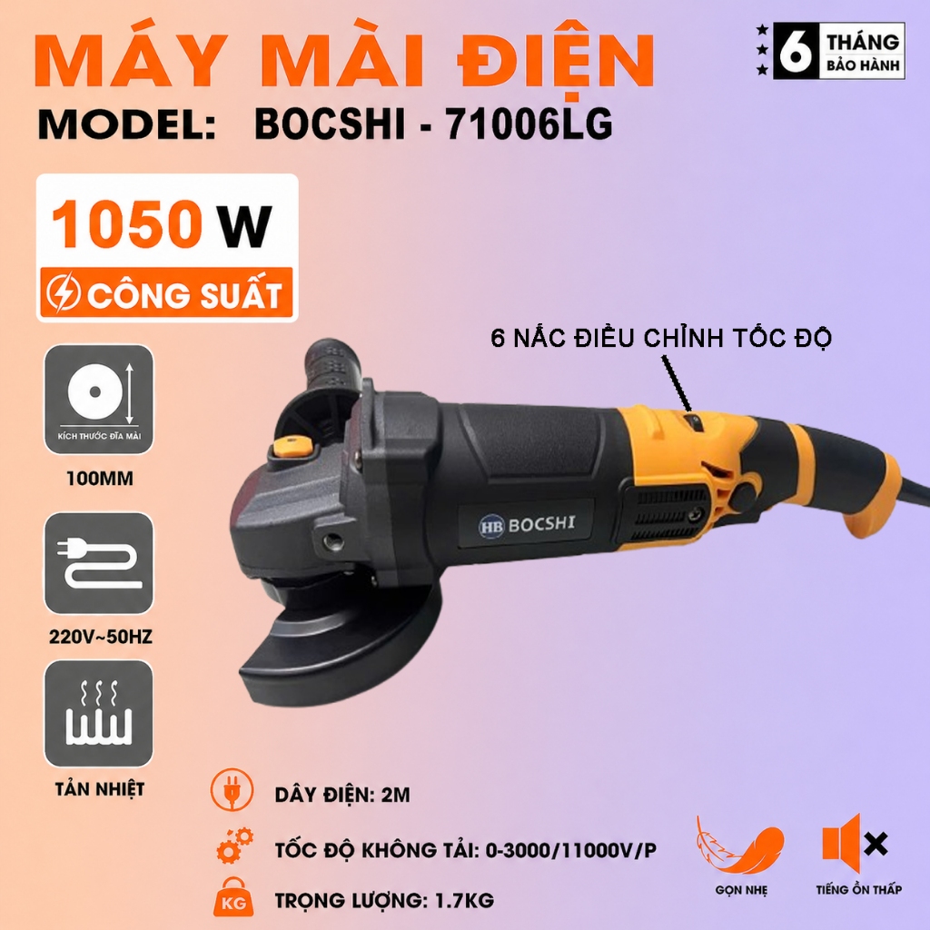 Máy Mài Góc BOCSHI 71006LG 1050W Điều Tốc Chính Xác An Toàn
