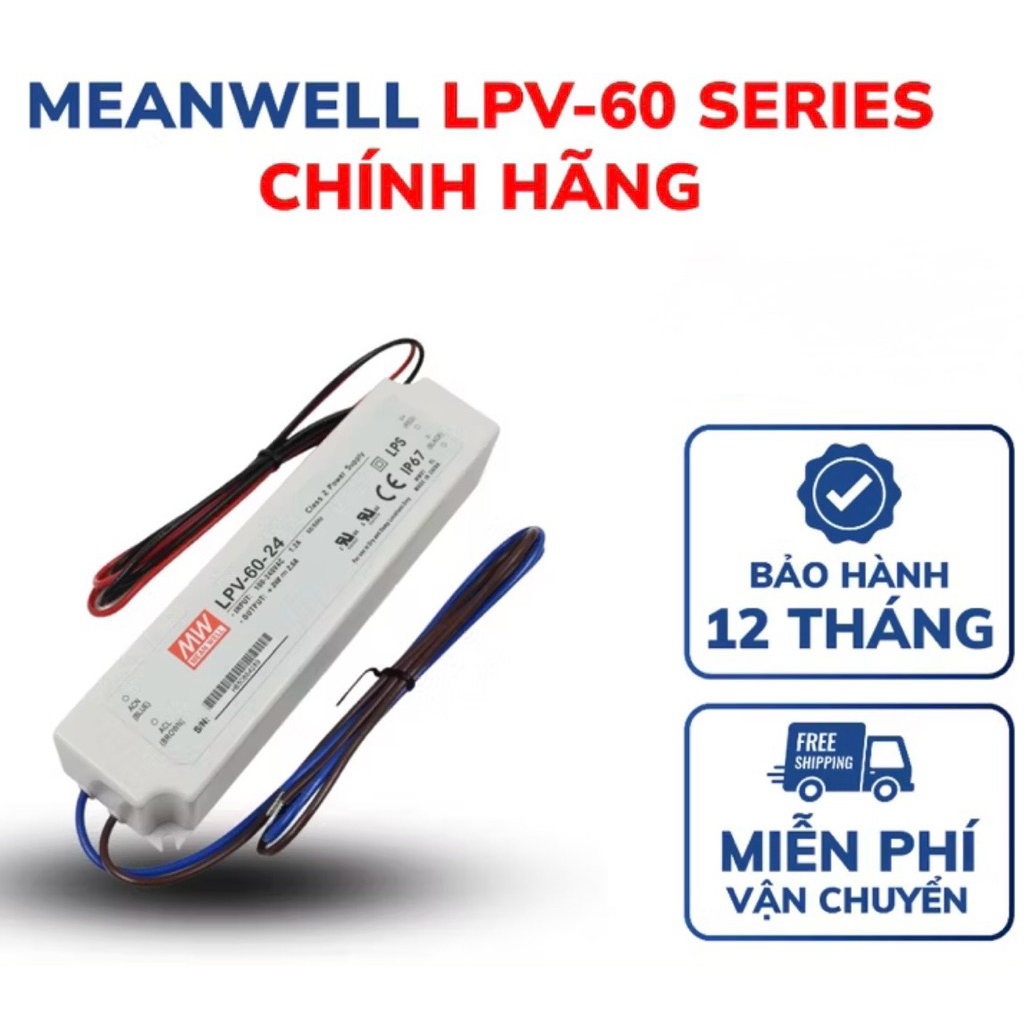 Nguồn Led 24V MEANWELL LPV-60-12, LPV-60-24, LPV-60-36, nguồn Led mean well 60W, nguồn cấp đèn LED