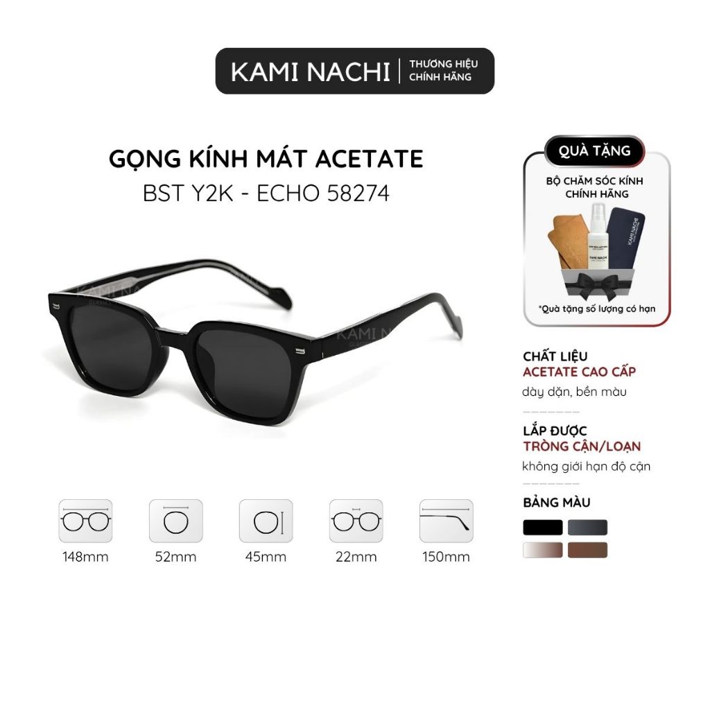 Kính mát phong cách Y2K phiên bản Echo chất liệu Acetate mã 58274 KAMI NACHI