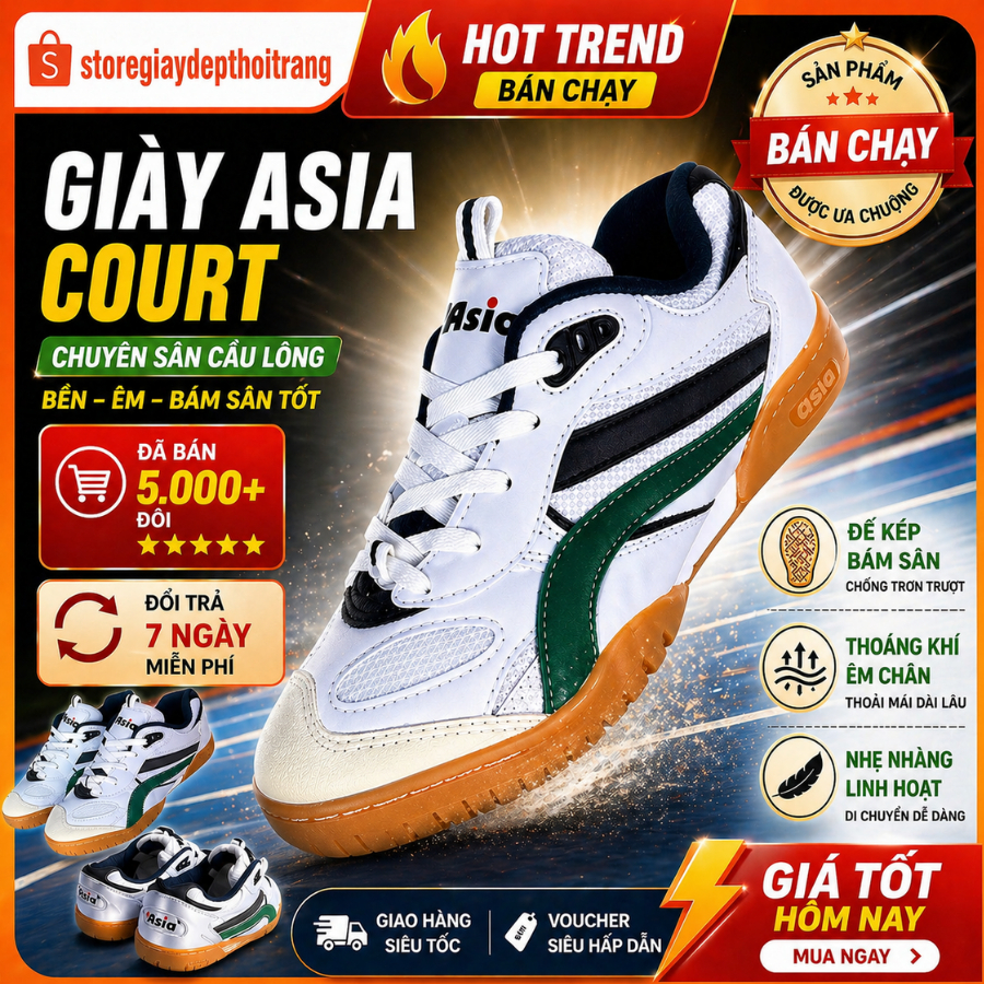 Giầy thể thao ASIA kếp ❤️đi bộ , chạy bộ ,cầu lông , chơi được mọi môn thể thao