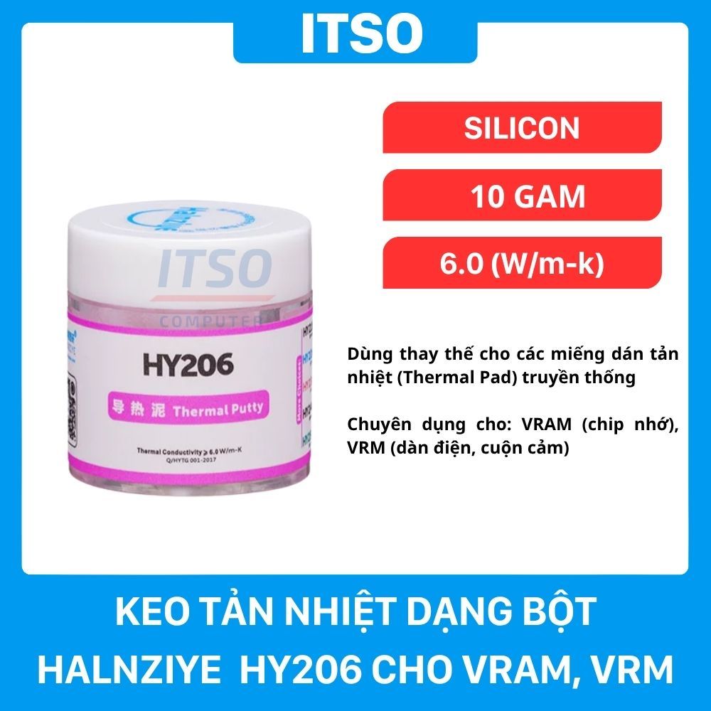 Keo Tản Nhiệt HY206 (Thermal Putty), độ dẫn nhiệt 6.0 W/m-k - Thay Thế Miếng Dán Thermal Pad Tản Nhi
