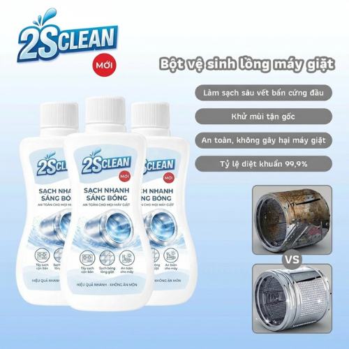 Bột vệ sinh tẩy lồng máy giặt loại bỏ cặn bẩn, diệt khuẩn khử mùi hiệu quả 2SCLEAN