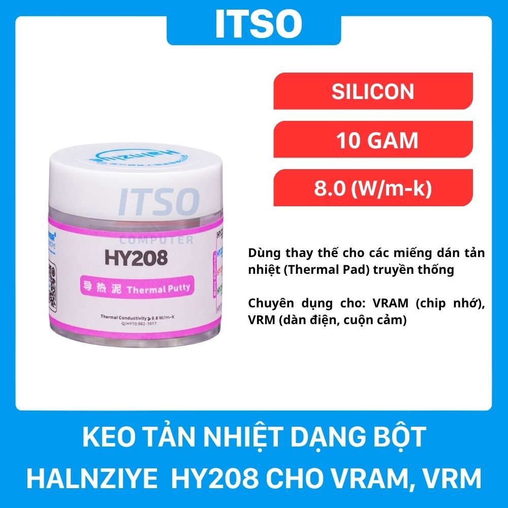 Keo Tản Nhiệt HY208 (Thermal Putty), độ dẫn nhiệt 8.0 W/m-k - Thay Thế Miếng Dán Thermal Pad Tản Nhi
