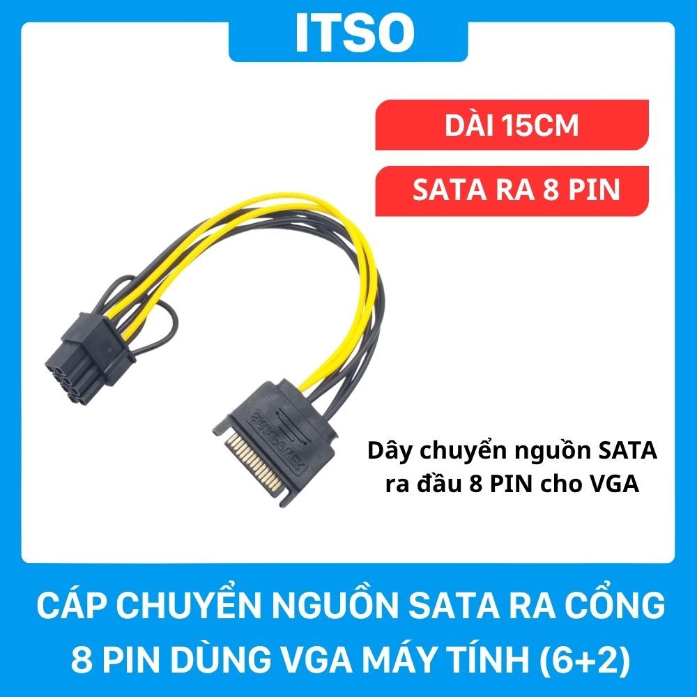 Cáp chuyển đầu nguồn SATA ra 8 pin cho VGA