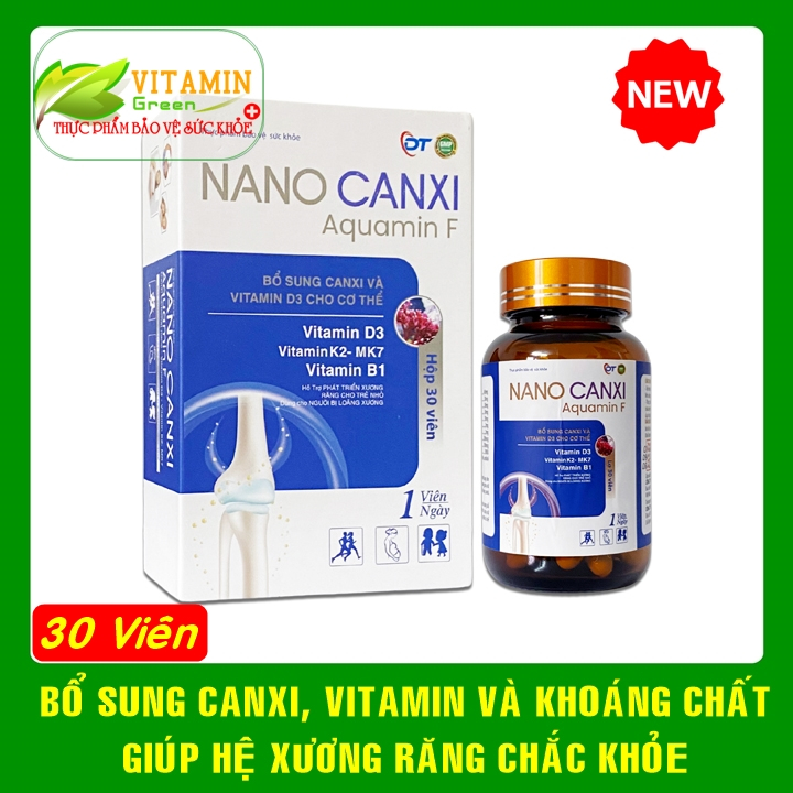 Nano Canxi Aquamin F Bổ sung canxi từ tảo biển và Vitamin D3 K2 giúp chắc khỏe xương (hộp 30 viên)