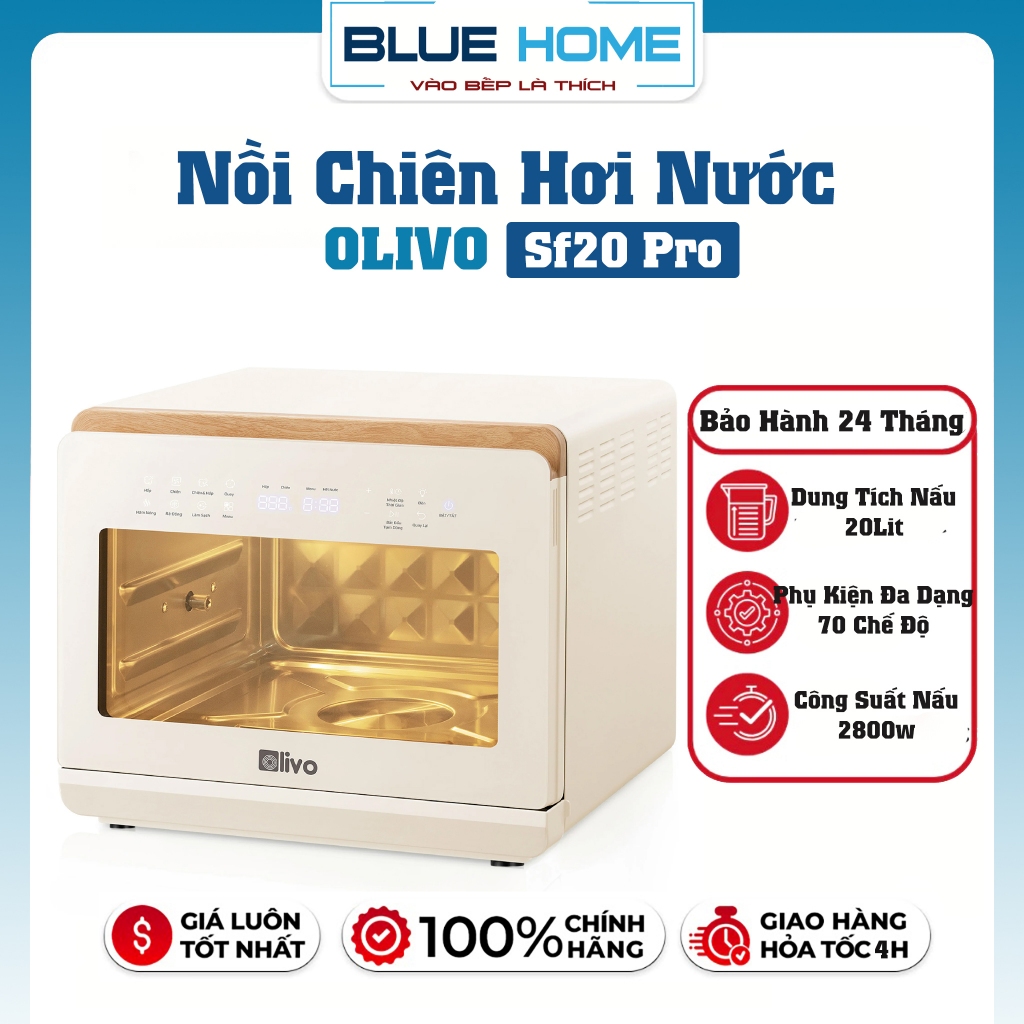 Nồi Chiên Hơi Nước Olivo Sf20 Pro, 20Lit-2800W, 70 Chức Năng Cài Sẵn, Hàng Chính Hãng
