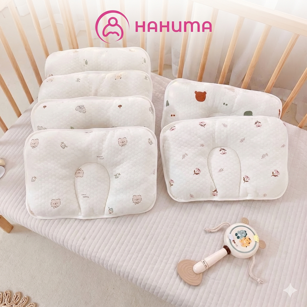Gối Lõm Sơ Sinh HAHUMA Vải Bamboo - Chống Méo Đầu, Thoáng Khí Cho Bé