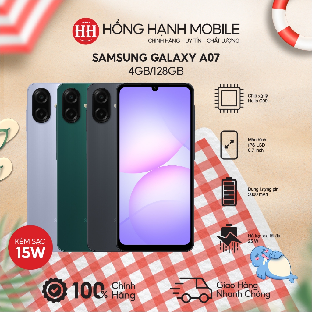 Điện Thoại Samsung Galaxy A07 4GB/128GB + Kèm Cốc Sạc 15W - Hàng Chính Hãng | BigBuy360 - bigbuy360.vn