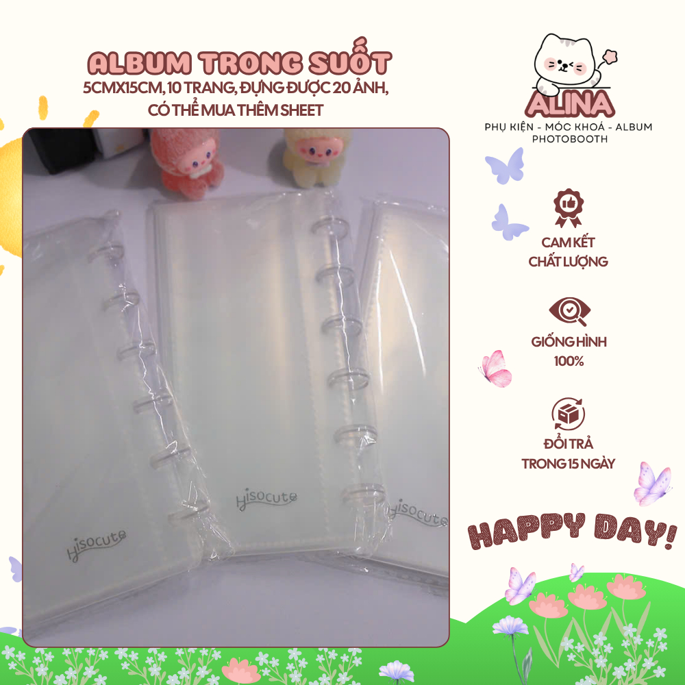 Album Photobooth trong suốt ảnh dọc 5cmx15cm