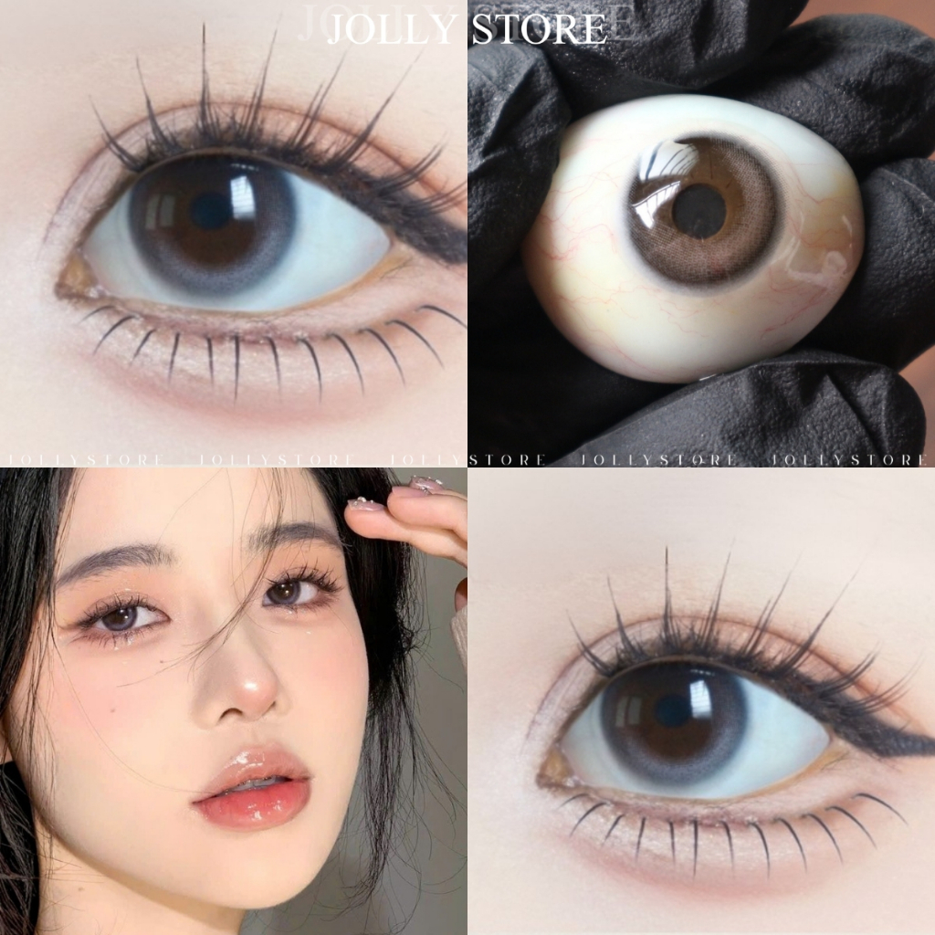 [6M] Lens Kính áp tròng 671 Gray JOLLY STORE lens trăng khuyết xám không giãn 14.0mm LUNA EYES